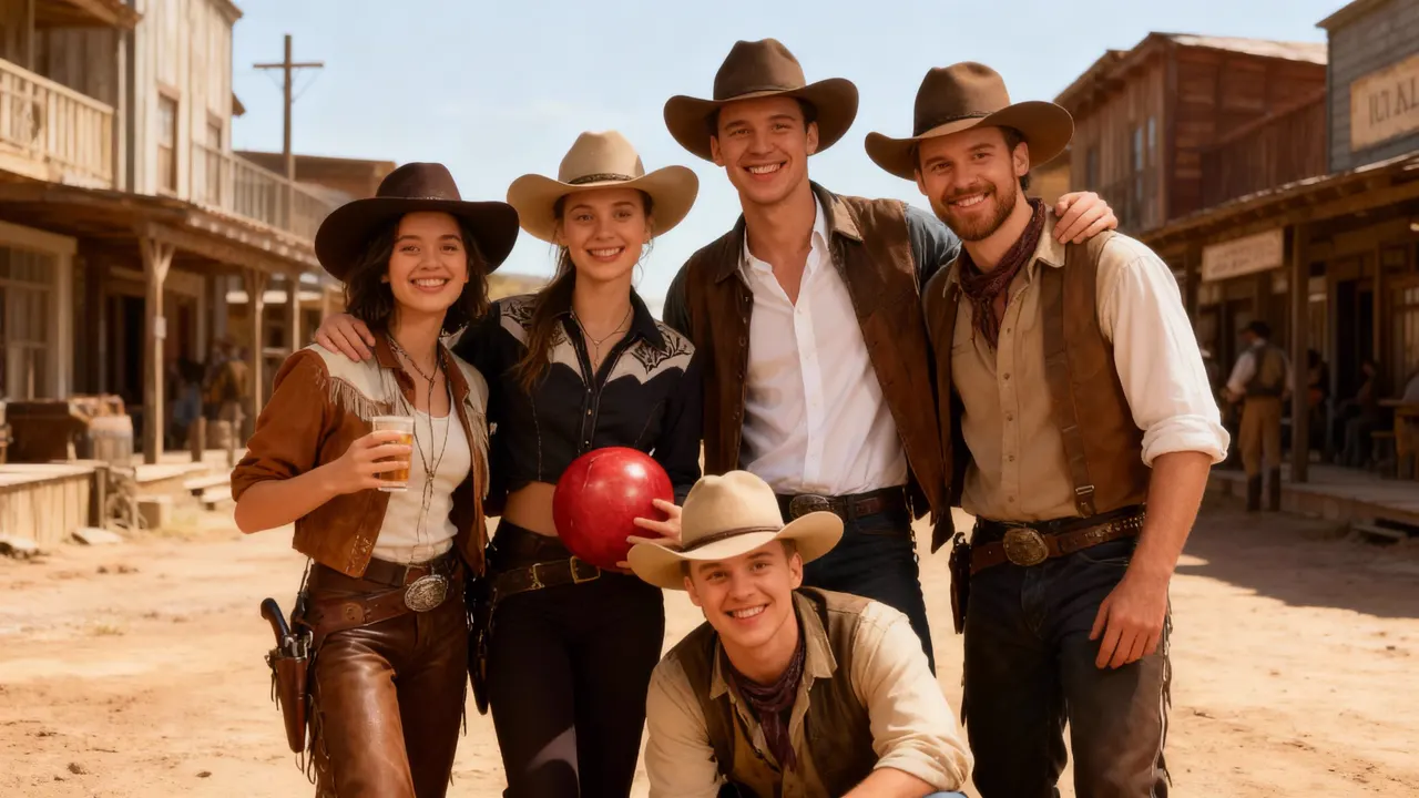 Le même groupe transformé en cowboys par l'IA